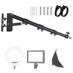 FEIFANTEAM Bras de Suspension Triangulaire Mural 110 cm, Flexible à 180 Degrés de Rotation, Support Mural pour Anneau Lumineux p