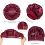 PAEFIU 4 Pcs Bonnet Satin Cheveux Nuit, Bonnet de Sommeil Femme Élastique pour Le Soin des Cheveux(Noir,Cyan,Café,Vin Rouge) | S