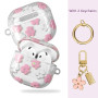 AIIEKZ Compatible avec Coque AirPods 4 2024, Coque en TPU Souple avec Motif Floral pour AirPods 4ème Génération, avec Porte-clés