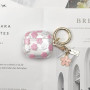 AIIEKZ Compatible avec Coque AirPods 4 2024, Coque en TPU Souple avec Motif Floral pour AirPods 4ème Génération, avec Porte-clés