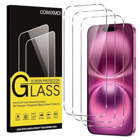 Coiwxmoi Verre Trempé [3 Pièces] Pour iPhone 16 Plus, Dureté 9H Film Protection écran, Ultra Résistant Vitre Protecteur, Clarté