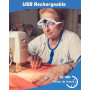 Anpro Lunette Loupe USB Rechargeable avec 4 Lumières LED à Luminosité Réglable, Loupe avec 5 Lentilles Détachables (1X-3.5X), Pa