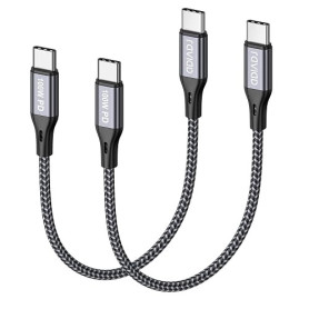 RAVIAD 100W Câble USB C vers USB C 50CM/Lot de 2, Cable USB C Charge Rapide | Nylon Tressé PD 5A Cable USBC Court pour iPhone 17