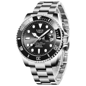 LIGE Montre Homme Quartz Acier Étanche Calendrier Lumineux | LIGE Montre Homme, Quartz Analogique, Acier Inoxydable Étanche 3ATM