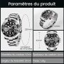 LIGE Montre Homme Quartz Acier Étanche Calendrier Lumineux | LIGE Montre Homme, Quartz Analogique, Acier Inoxydable Étanche 3ATM