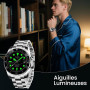 LIGE Montre Homme Quartz Acier Étanche Calendrier Lumineux | LIGE Montre Homme, Quartz Analogique, Acier Inoxydable Étanche 3ATM