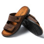 JOMIX Sandales Homme en Cuir Chaussures de Plage Tongs Hommes Chaussons d'été Confortables pour Maison Piscine Mer Douche