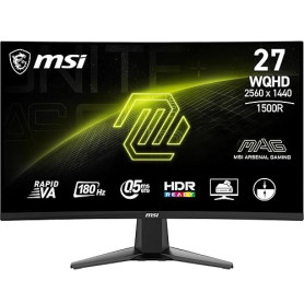 MSI MAG 27CQ6FA Écran Gaming incurvé 27" WQHD | Dalle Rapid VA 2560x1440, 180Hz, 0,5ms, courbure 1500R, compatible VESA, HDMI, D