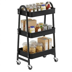 SONGMICS Desserte à roulettes en Acier, à 3 Niveaux, 45 x 31 x 77,5 cm | Chariot de Rangement, Étagère Cuisine, pour Salle de Ba