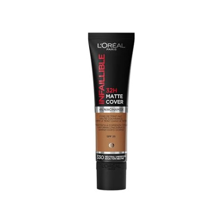 L'Oréal Paris - Fond de Teint Mat Haute Couvrance Waterproof - Longue Tenue - Léger & Matifiant - SPF 25 - Infaillible 32H Matte