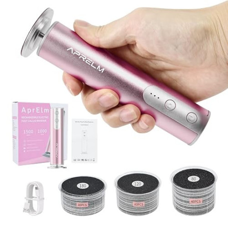 AprElm-Rechargeable Rapeuse Pieds Électrique - 120 Disques, 3 Vitesses jusqu'à 900 tr/min, en Aluminium ponceuse pieds electriqu