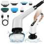 OSDUE Electrique Nettoyage Rotative, Brosse de Nettoyage Electrique, sans Fil avec 7 Têtes Brosse, Remplaçables Poignée d'extens