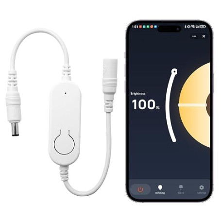 JBdusn Contrôleur de bande LED par application Bluetooth Wi-Fi DC12V-24V contrôleur variateur Tuya/Smart Life avec système Andro