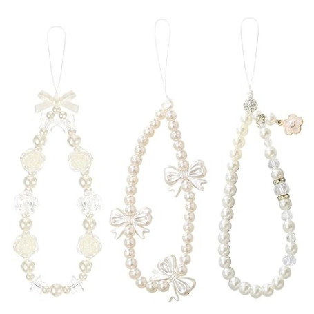 JOOTUEPO Lot de 3 Dragonne de Téléphone en Perles, Phone Charm Strap, Chaine Telephone Portable, Chaine De Telephone Perles, Dra