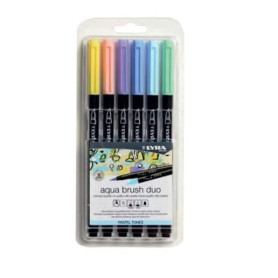 Lyra Aqua Brush Duo Set, Pastel Colors, 6 Pieces