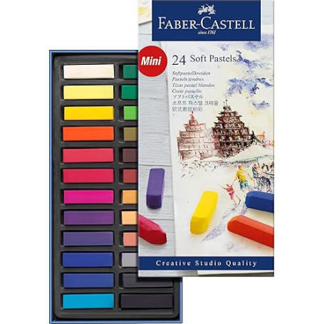 FABER-CASTELL - Mini-set de pastels tendres, 24 pièces | Pastels tendres, faciles à estomper et à mélanger pour créer des dégrad