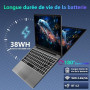 bvate Ordinateur Portable, 128Go Soutien Extension SSD 1To 14" Win11 Celeron N4020 2.4G+5G WiFi Mini HDMI & AZERTY Membrane du C