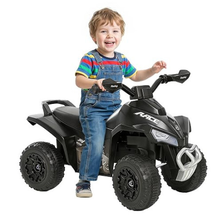 HOMCOM Porteur Enfants Quad sans Moteur 18-36 Mois 67x38x44cm Noir | Effets Lumineux et Sonores, PAS ÉLECTRIQUE