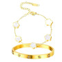 AOOTUERL Bracelet Trèfle Chanceux Femme, Ensemble de 2 Femme Or Chance Bracelet réglable Plaqué Or 18 Carats, pour Mariages/Anni