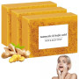 LOPHE 3 Pièces Savon au Curcuma et à l'Acide Kojique Éclaircissant Intense - Hydratation Profonde pour le Corps et le Visage - U