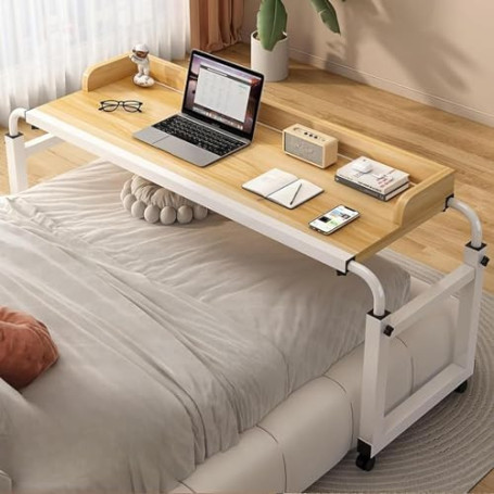 Table De Lit à Roulette,Table De Lit à roulettes Grand Plateau pour Repas Table Lit Pliable Table Roulante Pliante Bureau Lit 2 