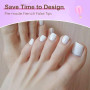 ZAHRVIA 120 Pièces Faux Ongles pour Orteil D'été Blanc Faux Ongles D'Orteil Couverture Complète Ongles Conseils Pied Ongles, 12
