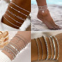 JSTHHTT 19 Pièces Bracelet Pied Femme Argent Chaîne de Cheville Grande Taille Idéal Été