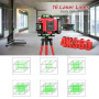 Vahlbeste Niveau Laser avec Trepied 4 x 360°, 4D 16 Lignes Laser Chantier avec 2 x 4800mAh Batterie & Affichage LED, Niveau Lase