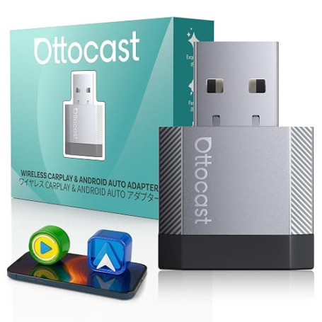 OTTOCAST Adaptateur CarPlay sans Fil et Android Auto 2 en 1, Mini Nova 2026 Adaptateur CarPlay Wireless, Compatible ChatGPT Gemi