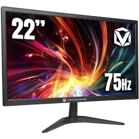 VIBOX Écran PC 21.5 Pouces, Moniteur de Bureau 75Hz, Faible lumière Bleue, Confort des Yeux, VGA et HDMI, Noir