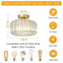 Stepeak Doré Plafonnier Salon Cristal avec Abat-jour en Verre - Lustre Moderne pour Chambre, Salle à Manger, Couloir, Cuisine