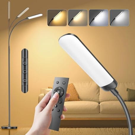 Lampadaire LED Dimmable sur Pied 18W 1200lm avec Télécommande & Contrôle Tactile 4 Températures et 4 Luminosités Lampe Liseuse p