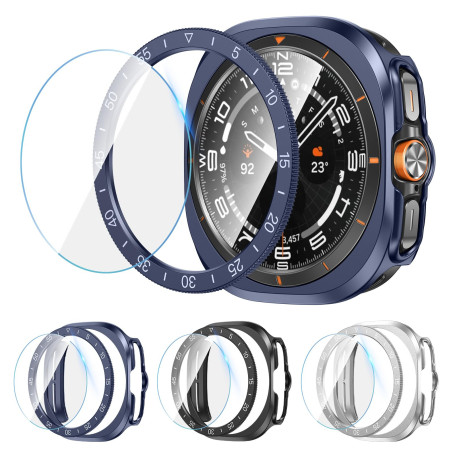 [3+3Pièces]Kamita Coque pour Samsung Galaxy Watch Ultra 47mm, 3 Verre Trempé Protecteur d'écran+3 PC Bumper Case+3 Anneau de Cad