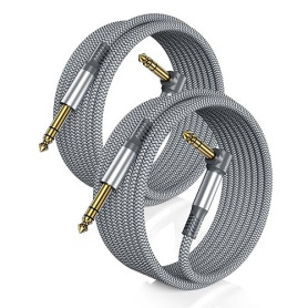 RUXELY Câble Stéréo Audio Jack 6,35mm 3M 2P,Cordon Guitare Instrument TRS | Câble Coudé 1/4 Mâle vers Mâle à Angle Droit pour Gu