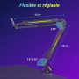 TONOR Bras de Micro de Gaming avec RGB, Bras de Microphone avec Pince de Montage de Bureau, Contrôle par App Mode RGB, Adaptateu