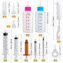 DONQL 60ml Biberon Chiot*2, Kit Biberon pour Animaux, Biberon pour Chaton, 8 Seringues à Tétons pour Animaux Domestiques, Tetine