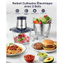 Bear 2L+1.8L Hachoir à Viande Électrique Verre + Acier Inoxydable 600W 2 Vitesses Hachoir avec 4 Lames en Acier Inoxydable et Ha