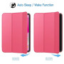 JETech Coque pour iPad (A16) 11e/10e Gén, Rose | Pour 2025/2022 Modèle, Étui Housse Dos Translucide Fin, Support 3 Volets, Veill