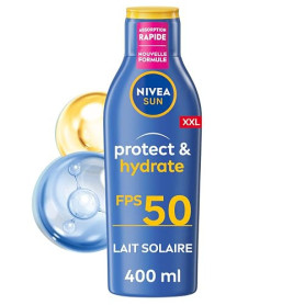 NIVEA SUN Lait Solaire Protect & Hydrate SPF 50+ 400 ml - Crème Solaire résistante à l'eau - Protège et Hydrate - Format XXL - H