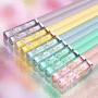5 Paires Baguette Chinoise Reutilisable Baguette en Fibre de Verre Lavables Baguettes Antidérapantes Sakura Amber Baguettes Chin