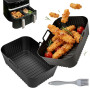 HA BIN Lot de 2 moules en silicone pour friteuse à air Dual Zone 9L (2×4,5L) – Réutilisable, compatible lave-vaisselle, accessoi