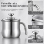 Casserole à lait de 2 litres pour induction en acier inoxydable 304 avec couvercle et poignée | Casserole à lait à double paroi