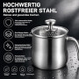 Casserole à lait de 2 litres pour induction en acier inoxydable 304 avec couvercle et poignée | Casserole à lait à double paroi