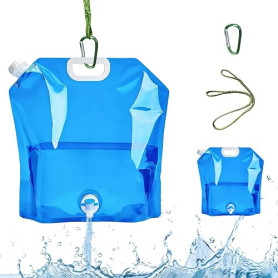 2 Poche A Eau Pliables Set,Poche A Eau Avec Robinet 10 L / 5 L,Reservoir Eau Camping Car Avec Mousqueton Et Corde De Suspension