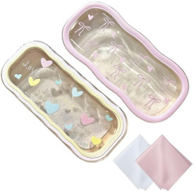 Nievajio Lot de 2 étuis à lunettes pour femmes et filles – En forme de papillon rose avec nœud, rangement compact pour lunettes,