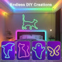 Macchiatto Ruban LED Néon 5M, Modèles DIY Bande LED avec APP/Télécommande, Synchronisation Musicale, Néon LED Chambre Gaming, Im