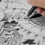YISAN Feutres Dessin, Stylos Micro, 12 Stylos à encre Fineliner,Stylo Noir Pointe Fine, Stylo de Dessin Noir,Professionnel Artis