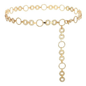JASGOOD Ceinture Femme Dorée Chaine de Taille en Métal Ceinture Chaine Réglable Tendance pour Jeans Robe Jupe