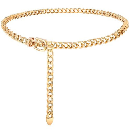 JASGOOD Ceinture Chaine Dorée Femme Chaîne de Taille en Métal Réglable Ceinture Tendance pour Robe Jean Jupe