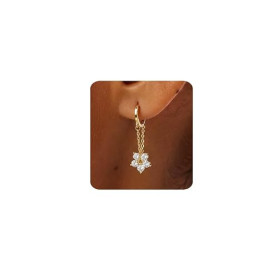 MUMREUES Boucles d'Oreilles Femme Pendantes Fleur 14K Boucles d'Oreilles | Boucles d'Oreilles Femme Or Chaîne,Cercles pour Femme